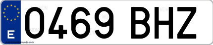 Ejemplo de matrícula de coche ordinaria 0469 BHZ