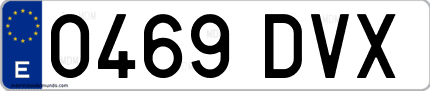 Ejemplo de matrícula de coche ordinaria 0469 DVX