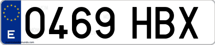 Ejemplo de matrícula de coche ordinaria 0469 HBX