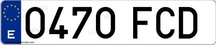 Ejemplo de matrícula española 0470 FCD