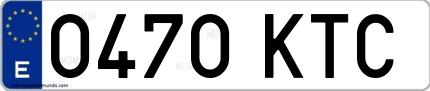 Ejemplo de matrícula española 0470 KTC
