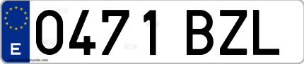 Ejemplo de matrícula de coche ordinaria 0471 BZL
