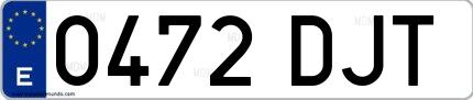 Ejemplo de matrícula española 0472 DJT