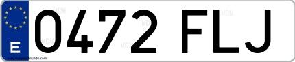 Ejemplo de matrícula española 0472 FLJ