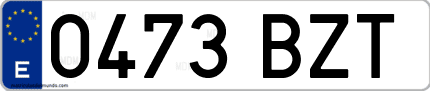 Ejemplo de matrícula de coche ordinaria 0473 BZT