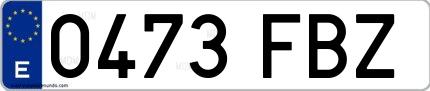 Ejemplo de matrícula española 0473 FBZ