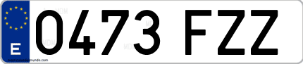 Ejemplo de matrícula de coche ordinaria 0473 FZZ
