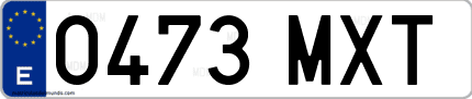 Ejemplo de matrícula de coche ordinaria 0473 MXT