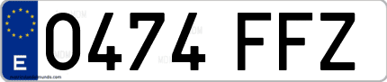 Ejemplo de matrícula de coche ordinaria 0474 FFZ