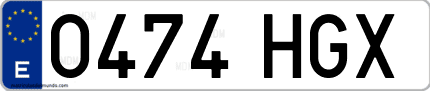 Ejemplo de matrícula de coche ordinaria 0474 HGX