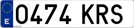 Ejemplo de matrícula española 0474 KRS