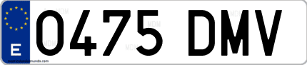 Ejemplo de matrícula de coche ordinaria 0475 DMV