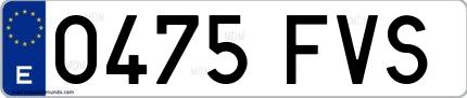 Ejemplo de matrícula española 0475 FVS