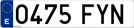 Ejemplo de matrícula de coche ordinaria 0475 FYN