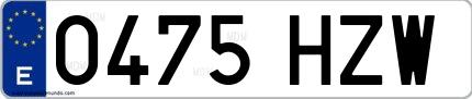 Ejemplo de matrícula española 0475 HZW