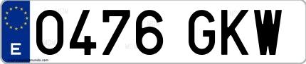 Ejemplo de matrícula española 0476 GKW