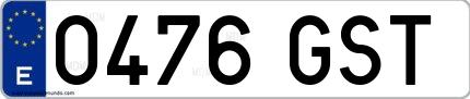 Ejemplo de matrícula española 0476 GST
