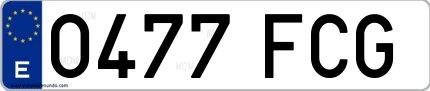 Ejemplo de matrícula española 0477 FCG