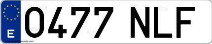 Ejemplo de matrícula española 0477 NLF