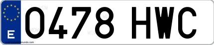 Ejemplo de matrícula española 0478 HWC