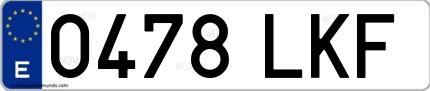 Ejemplo de matrícula española 0478 LKF