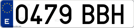 Ejemplo de matrícula de coche ordinaria 0479 BBH