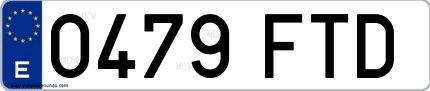 Ejemplo de matrícula española 0479 FTD