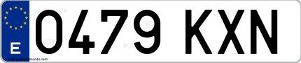 Ejemplo de matrícula española 0479 KXN