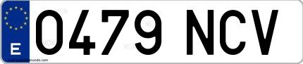 Ejemplo de matrícula española 0479 NCV