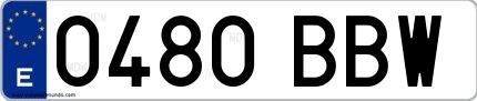 Ejemplo de matrícula española 0480 BBW
