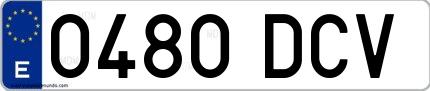 Ejemplo de matrícula española 0480 DCV