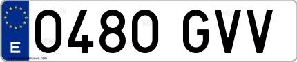 Ejemplo de matrícula española 0480 GVV