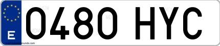 Ejemplo de matrícula española 0480 HYC