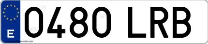 Ejemplo de matrícula española 0480 LRB