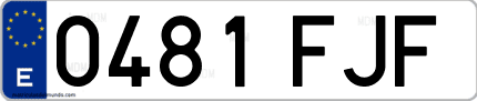 Ejemplo de matrícula de coche ordinaria 0481 FJF