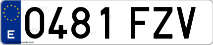 Ejemplo de matrícula de coche ordinaria 0481 FZV