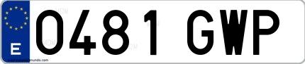 Ejemplo de matrícula española 0481 GWP