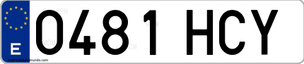 Ejemplo de matrícula de coche ordinaria 0481 HCY