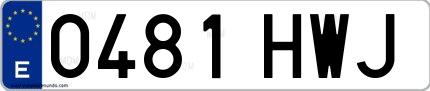 Ejemplo de matrícula española 0481 HWJ