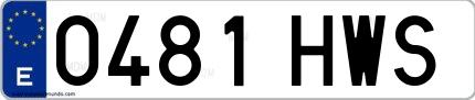 Ejemplo de matrícula española 0481 HWS