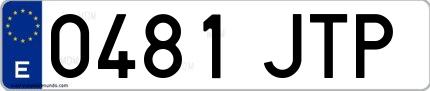 Ejemplo de matrícula española 0481 JTP
