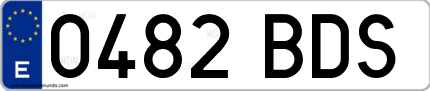Ejemplo de matrícula de coche ordinaria 0482 BDS