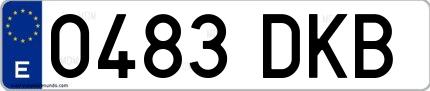 Ejemplo de matrícula española 0483 DKB
