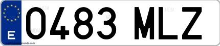 Ejemplo de matrícula española 0483 MLZ