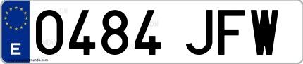 Ejemplo de matrícula española 0484 JFW