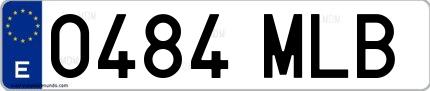 Ejemplo de matrícula española 0484 MLB