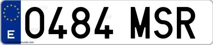 Ejemplo de matrícula española 0484 MSR