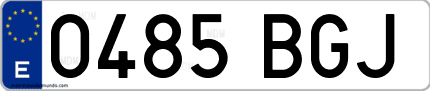 Ejemplo de matrícula de coche ordinaria 0485 BGJ