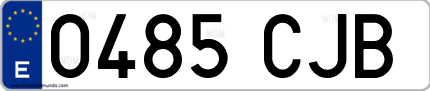 Ejemplo de matrícula de coche ordinaria 0485 CJB
