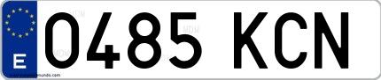 Ejemplo de matrícula española 0485 KCN